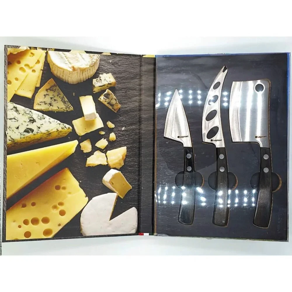Legnoart CACIO 3 Cheese Knives Set CK-100D with Dark Wood Handle